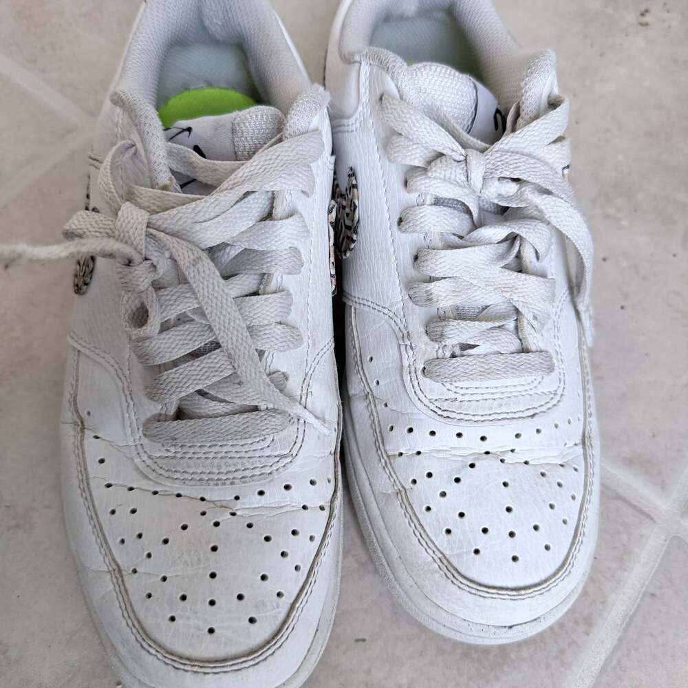Nike Court Vision Low Leopard Swoosh White‎ Sneakers